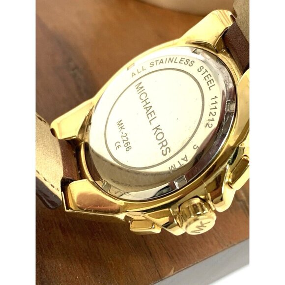 Michael Kors Women\'s Watch MK2266 Quartz Gold Silver Dial Leather Band 43mm main image 12